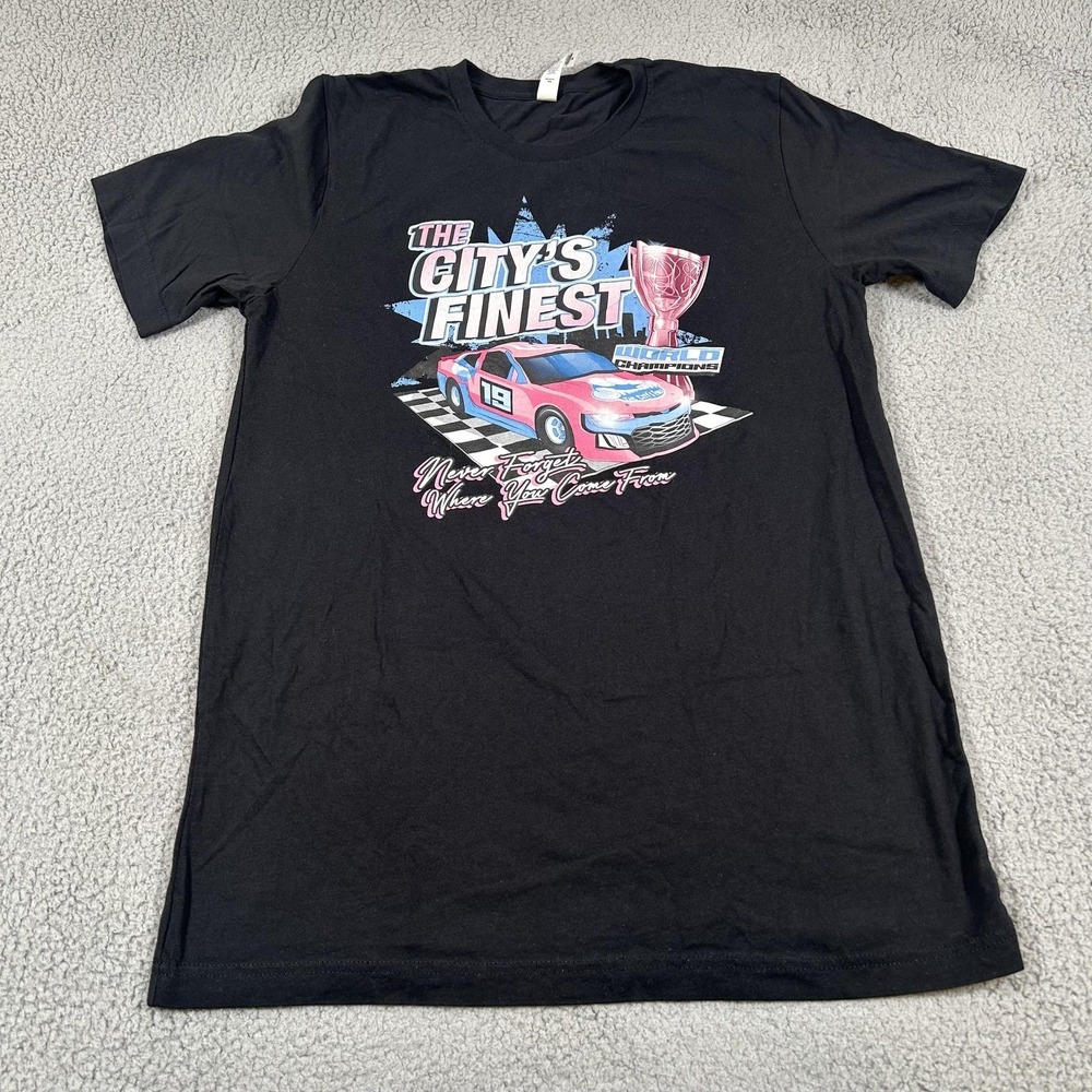 Gildan Shirt Mens Medium Black City's Finest Race Car Trophy Graphic Tee T-Shirt